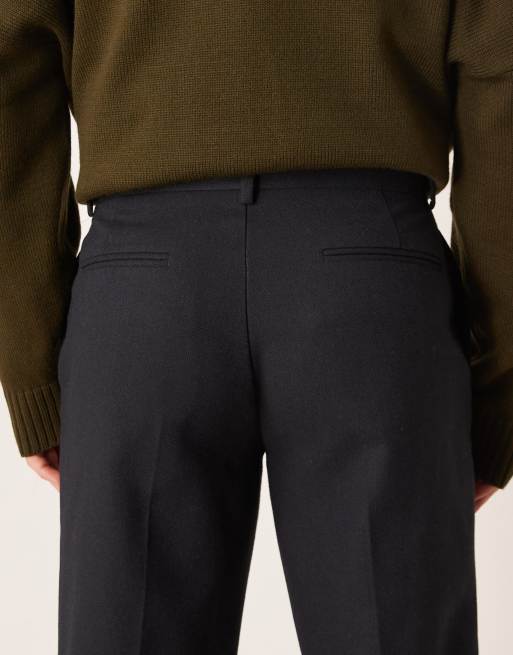 ASOS DESIGN - Nette broek met rechte pijpen van wolmix in marineblauw, 5 van 5