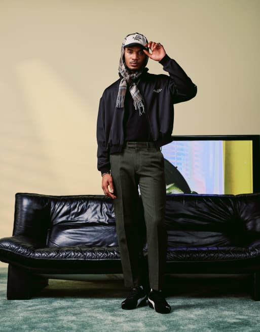 ASOS DESIGN - Nette broek met rechte pijpen van wolmix keperstof in donkergroen
