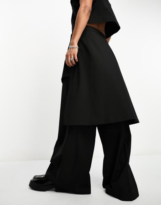 ASOS DESIGN - Nette broek met rokdetail in zwart, deel van co-ord set, 4 van 5