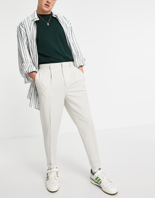 ASOS DESIGN - Nette broek met toelopende pijpen in gebroken wit 