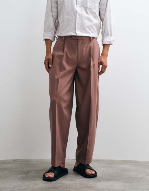 ASOS DESIGN - Nette broek met wijde ballonpijpen en textuur in bruin, 2 van 9