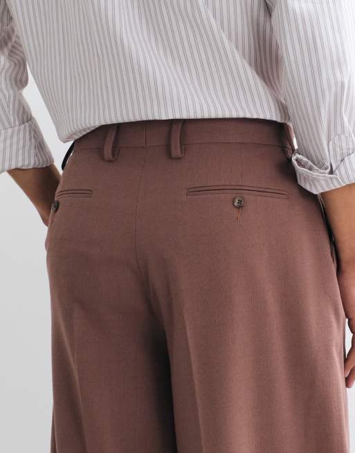 ASOS DESIGN - Nette broek met wijde ballonpijpen en textuur in bruin, 5 van 9