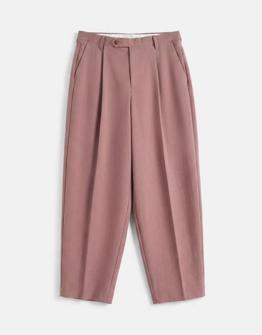 ASOS DESIGN - Nette broek met wijde ballonpijpen en textuur in bruin, 6 van 9