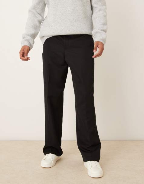 ASOS DESIGN - Nette broek met wijde pijpen en achterzak-detail in zwart - view 1