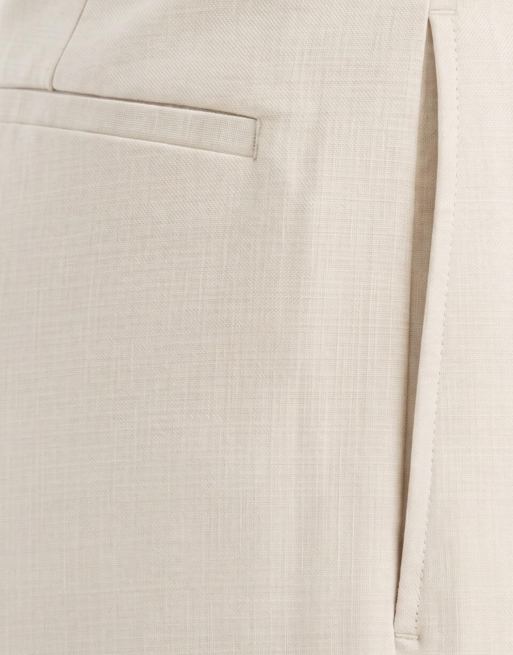 ASOS DESIGN - Nette broek met wijde pijpen en riem in crème met textuur, 9 van 9