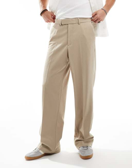 ASOS DESIGN - Nette broek met wijde pijpen en textuur in camel
