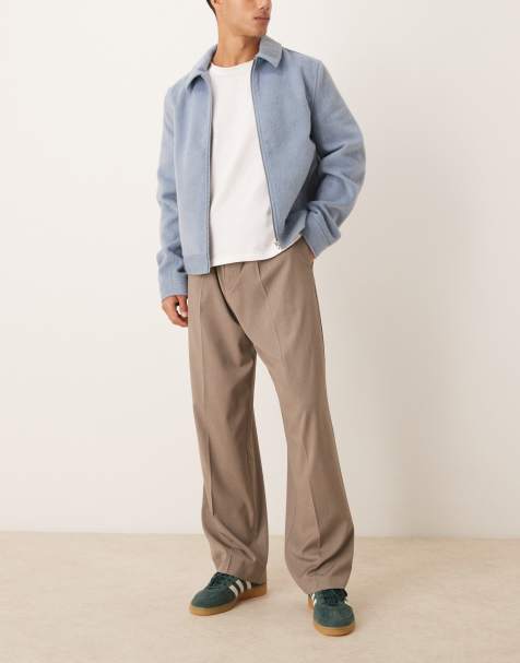 ASOS DESIGN - Nette broek met wijde pijpen, halfelastische tailleband en drievoudige plooien in beige - view 1