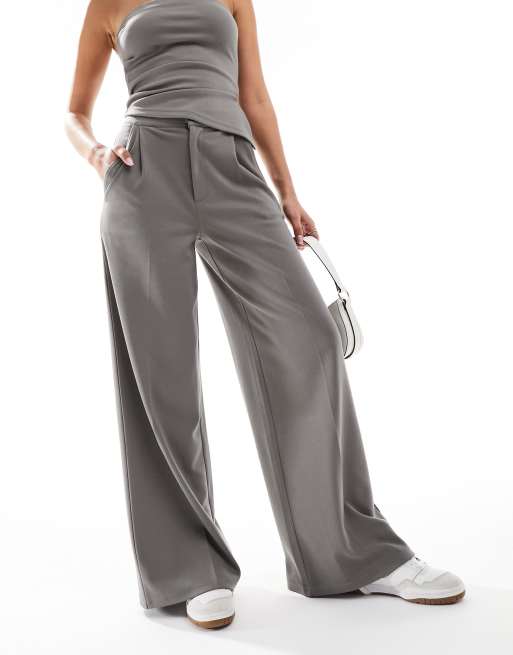 ASOS DESIGN - Nette broek met wijde pijpen in antraciet, deel van co-ord set, 3 van 5
