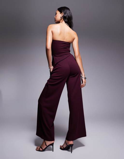 ASOS DESIGN - Nette broek met wijde pijpen in bordeauxrood, deel van co-ord set, 3 van 5