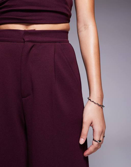 ASOS DESIGN - Nette broek met wijde pijpen in bordeauxrood, deel van co-ord set, 4 van 5
