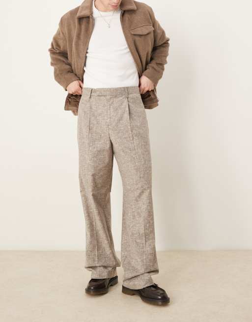 ASOS DESIGN - Nette broek met wijde pijpen in gemêleerd lichtgrijs