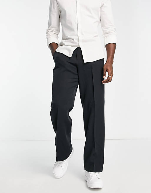 ASOS DESIGN - Nette broek met wijde pijpen in zwart