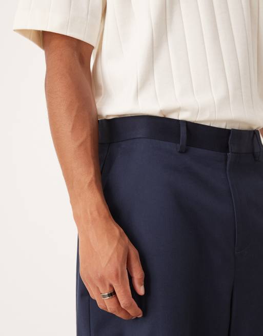 ASOS DESIGN - Nette broek met wijde rechte pijpen in marineblauw, 3 van 5
