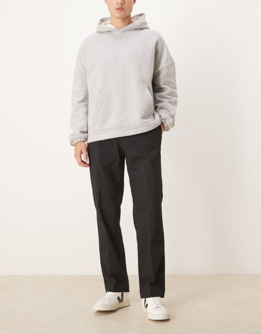 ASOS DESIGN - Nette broek van 100% katoen met rechte pijpen en elastische taille in zwart, 2 van 5