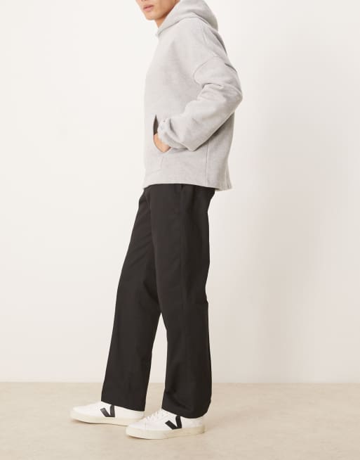 ASOS DESIGN - Nette broek van 100% katoen met rechte pijpen en elastische taille in zwart, 3 van 5