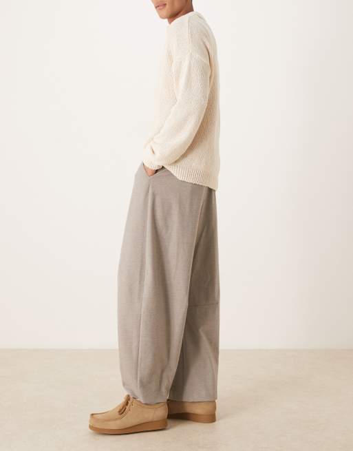 ASOS DESIGN - Nette broek van flannel met ballonpijpen in naturel, 3 van 5
