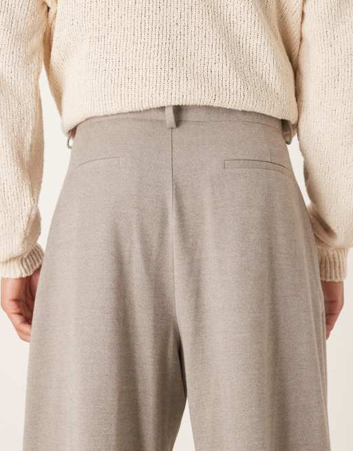 ASOS DESIGN - Nette broek van flannel met ballonpijpen in naturel, 4 van 5