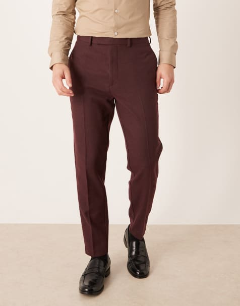 ASOS DESIGN - Nette broek van wolmix in bordeauxrood - view 1