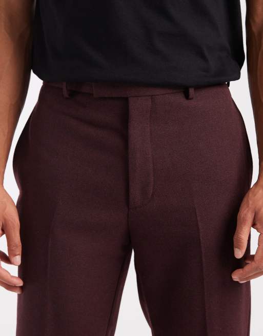 ASOS DESIGN - Nette broek van wolmix in bordeauxrood, 4 van 5