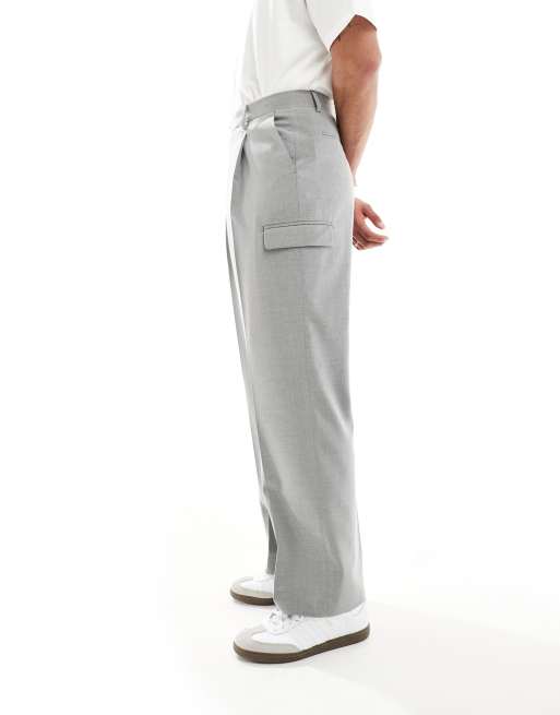 ASOS DESIGN - Nette cargobroek met wijde pijpen in grijs, deel van co-ord set