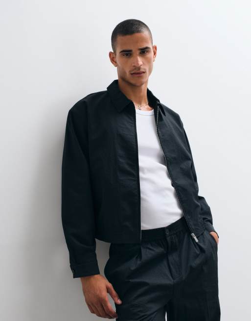 ASOS DESIGN nette co-ord blousonjack in zwart seersucker, 5 van 5
