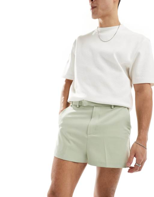 ASOS DESIGN - Nette cropped short in saliegroen, 2 van 5
