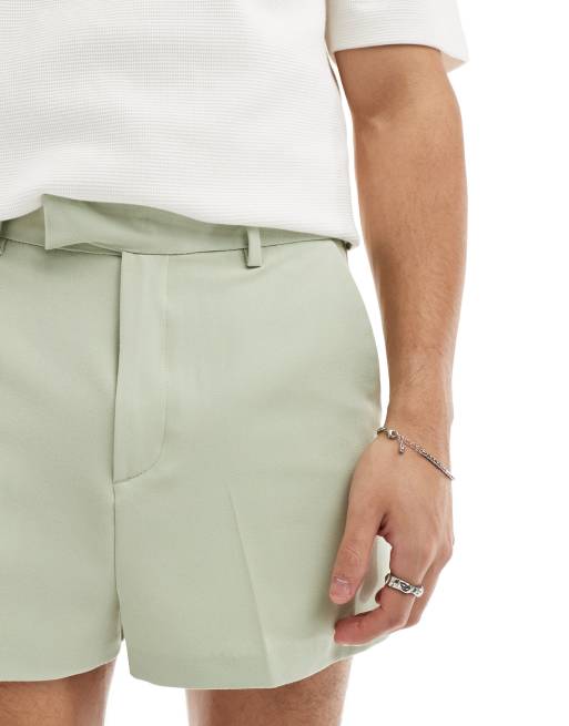 ASOS DESIGN - Nette cropped short in saliegroen, 5 van 5