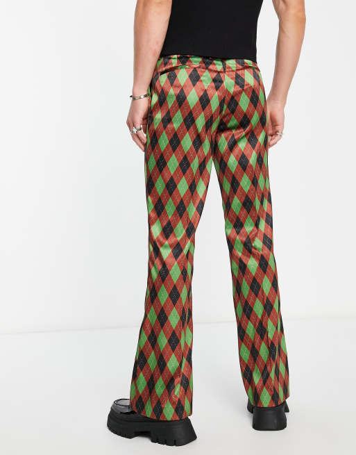 ASOS DESIGN - Nette flare-broek met argyle-print, deel van co-ord set , 2 van 4