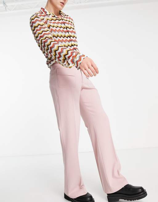 ASOS DESIGN - Nette flare-broek met zakken aan de voorkant in roze, 4 van 4