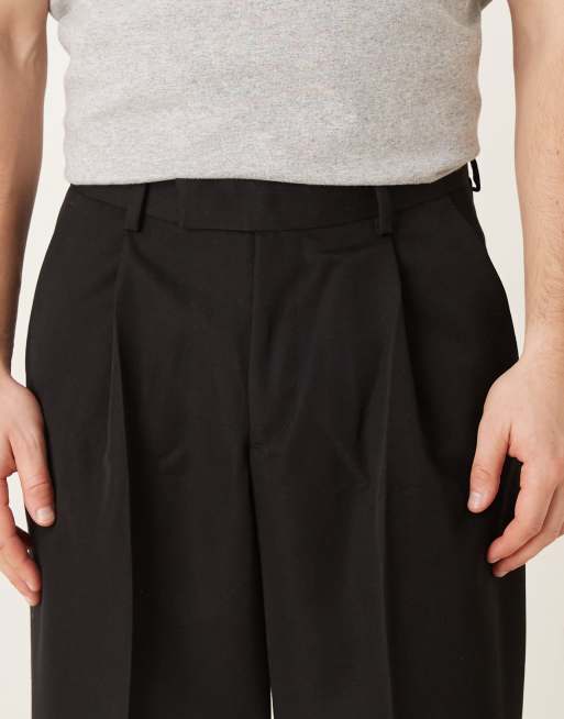 ASOS DESIGN - Nette geplooide broek met losse pijpen in zwart, 4 van 5
