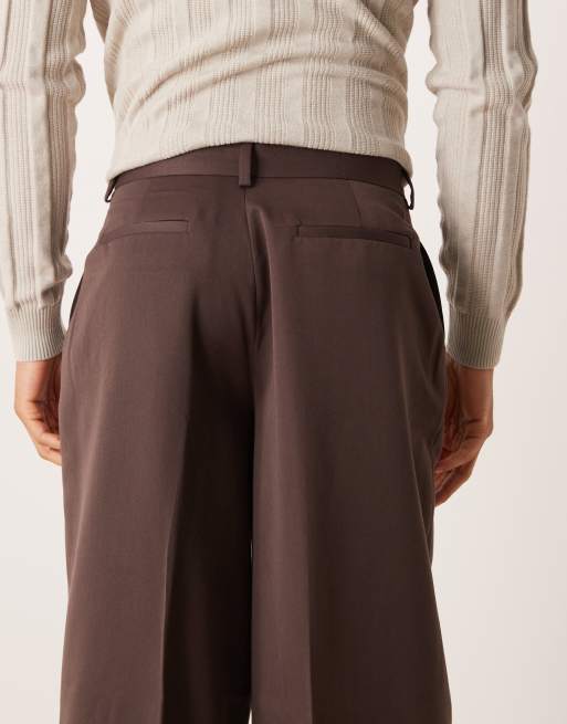 ASOS DESIGN - Nette geplooide broek met wijde ballonpijpen in bruin, 4 van 5