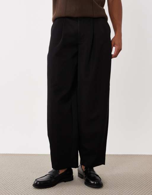 ASOS DESIGN - Nette geplooide broek met wijde ballonpijpen in zwart, 3 van 5