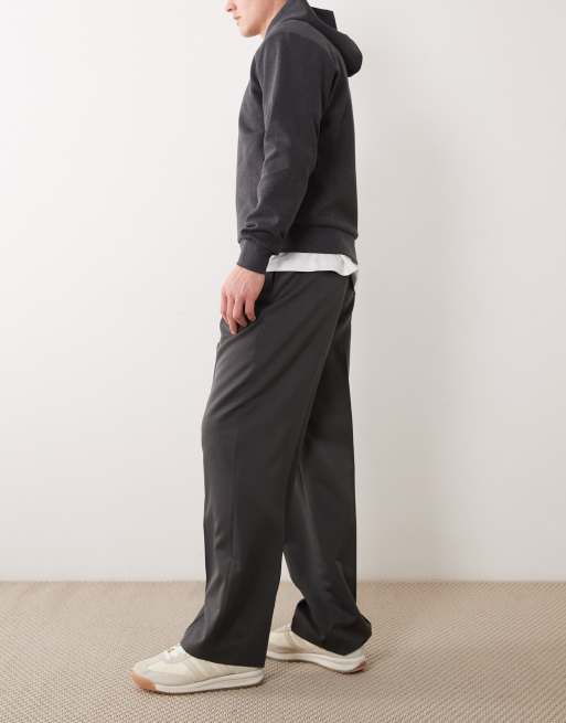 ASOS DESIGN - Nette geplooide broek met wijde pijpen in antracietgrijs, 3 van 5