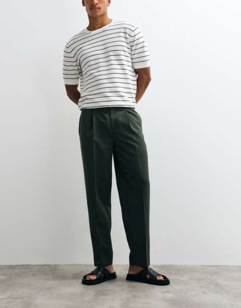 ASOS DESIGN - Nette geplooide oversized toelopende broek in olijfgroen - view 1