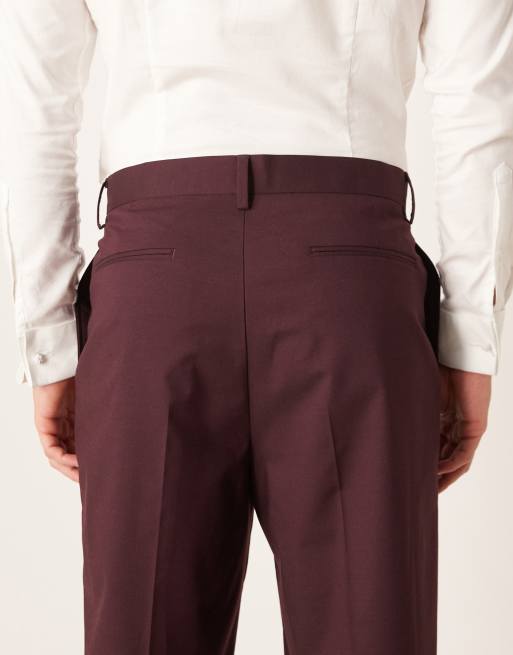 ASOS DESIGN - Nette geplooide ruimvallende toelopende broek in bordeauxrood, 5 van 5