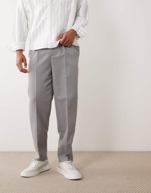 ASOS DESIGN - Nette geplooide ruimvallende toelopende broek in grijs, 5 van 5