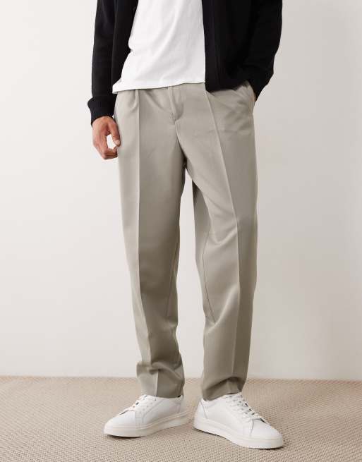ASOS DESIGN - Nette geplooide ruimvallende toelopende broek in saliegroen, 5 van 5