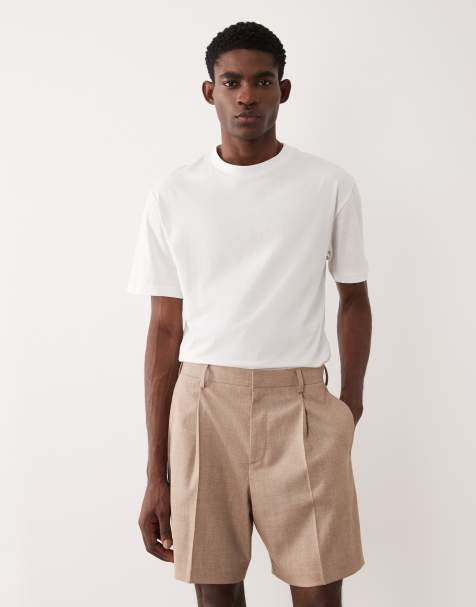 ASOS DESIGN - Nette geplooide wijde short in gemêleerd beige - view 1