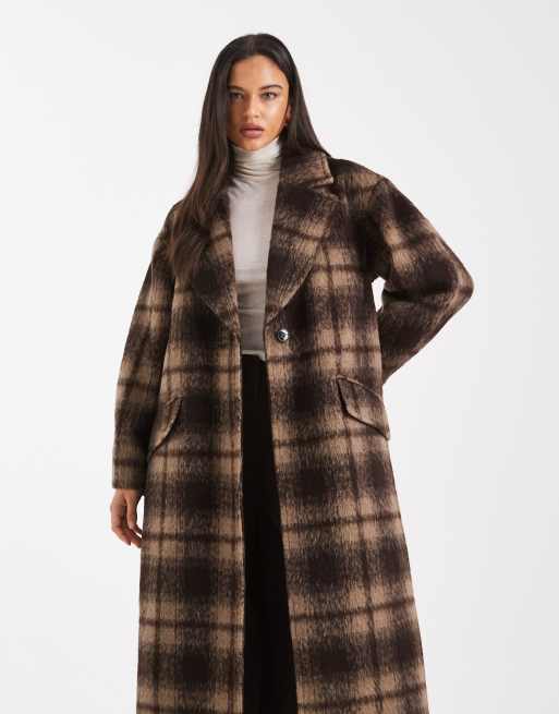 ASOS DESIGN - Nette geruite jas met textuur in bruin, 3 van 4