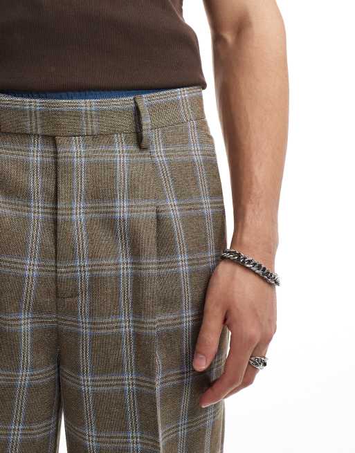ASOS DESIGN - Nette geruite short met lange pasvorm in bruin, 5 van 5