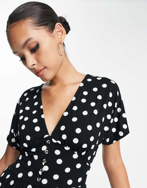 ASOS DESIGN Nette getailleerde mini-jurk met knopen en zwart
