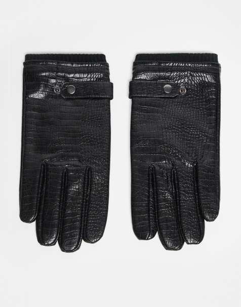 ASOS DESIGN - Nette handschoenen van imitatieleer met krokodillenmotief in zwart - view 1