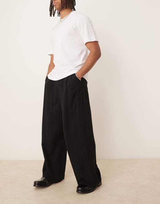 ASOS DESIGN - Nette horseshoe-pantalon van linnenmix in zwart, deel van co-ord set, 3 van 5