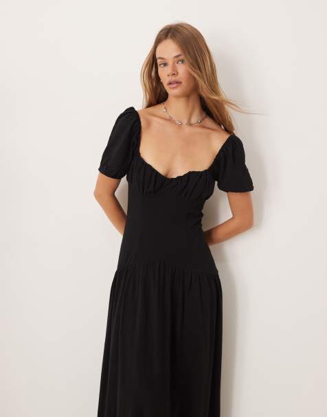 ASOS DESIGN - Nette jurk met verlaagde taille in zwart - view 1