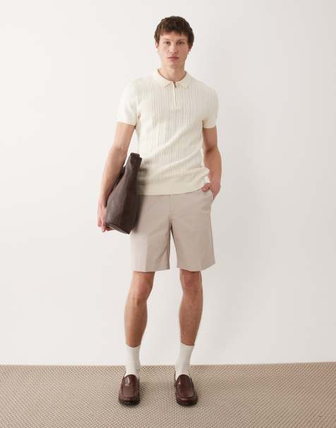 ASOS DESIGN - Nette katoenrijke chinoshort met normale pasvorm in stone - view 1