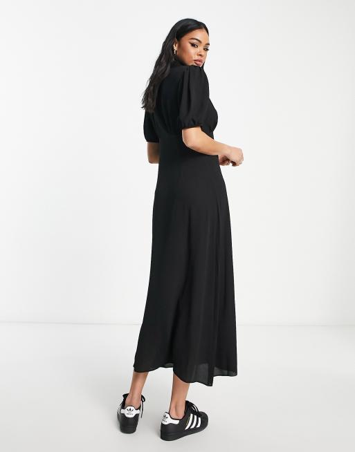 ASOS DESIGN - Nette midi overhemdjurk met knoopsluiting aan de voorkant in zwart, 2 van 4