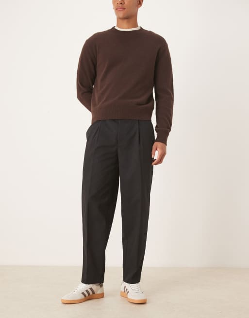 ASOS DESIGN - Nette oversized taps toelopende broek van katoen in zwart, 2 van 5