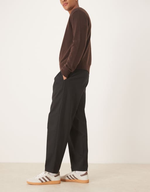 ASOS DESIGN - Nette oversized taps toelopende broek van katoen in zwart, 3 van 5