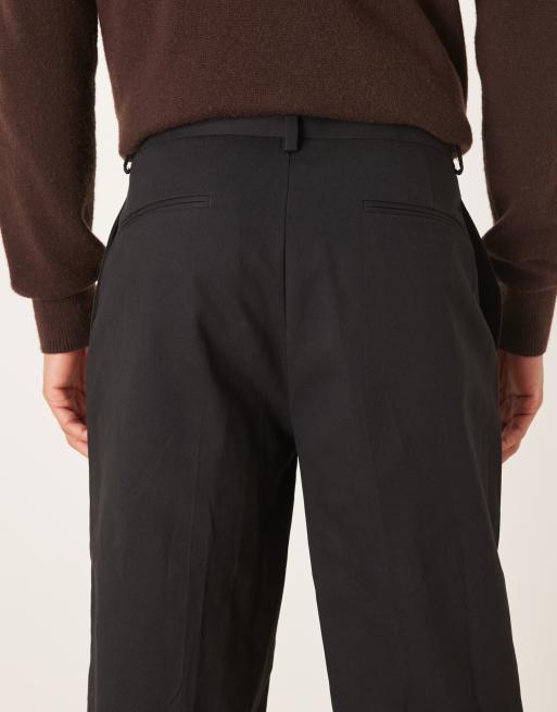 ASOS DESIGN - Nette oversized taps toelopende broek van katoen in zwart, 4 van 5
