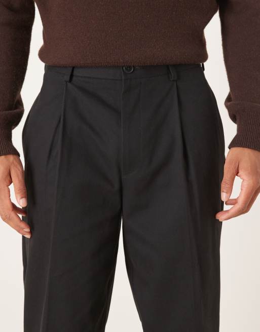 ASOS DESIGN - Nette oversized taps toelopende broek van katoen in zwart, 5 van 5